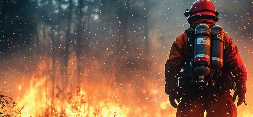 Firefighter in protective gear | image for the Emergency Services Industries page.