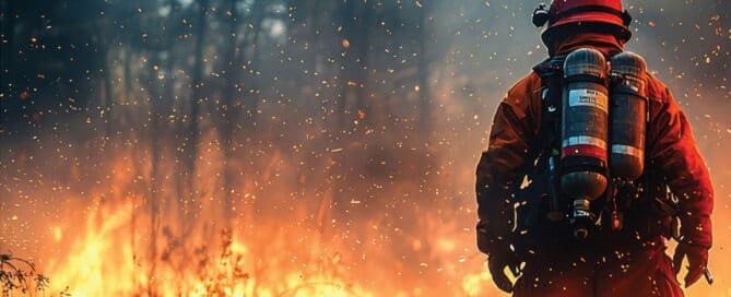 Emergency Services 6 Firefighter in protective gear | image for the Emergency Services Industries page.