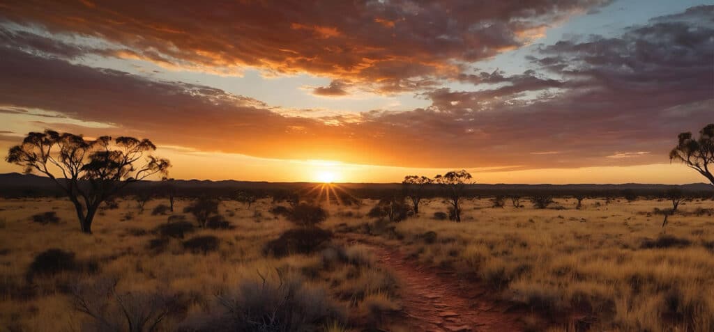 Sun setting in the Outback | image for the Remote Country Industries page.