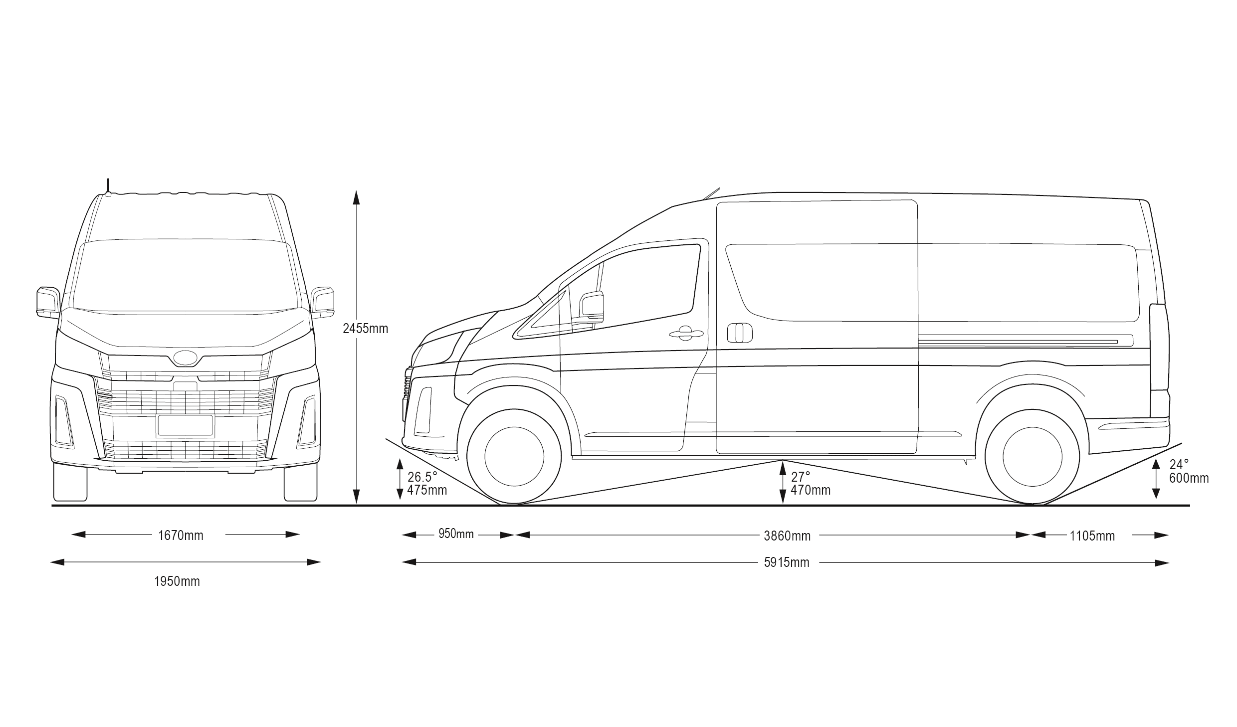 Toyota HiAce SLWB Van 3 Toyota HiAce SLWB Commuter with Measurements